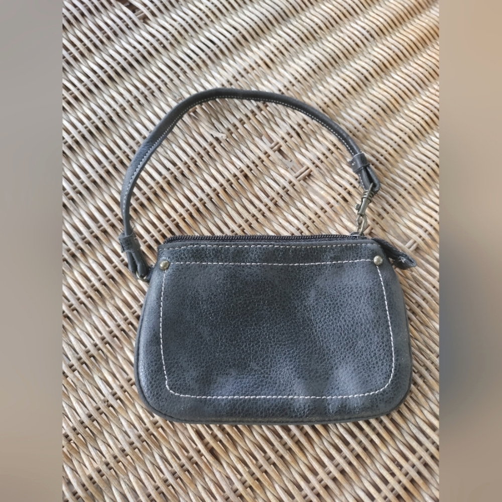 90s Nine & Co Black Real Genuine Leather Vintage Wristlet